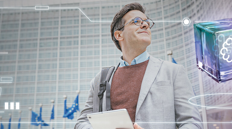 Person walking around the EU